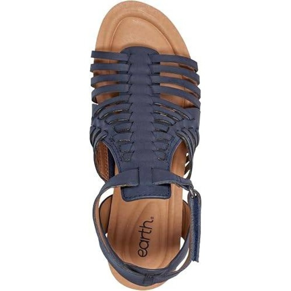 Earth Womens Hattie Fisherman Wedge Sandals Dark Blue Leather Strappy Size 8.5 - Picture 4 of 6